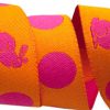 (Tula Pink Ribbons) Fox Field, Bunnies and Dots Reversible in Orange 5/8"