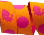 (Tula Pink Ribbons) Fox Field, Bunnies and Dots Reversible in Orange 5/8"