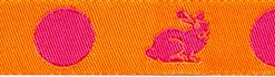 Alternative view of (Tula Pink Ribbons) Fox Field, Bunnies and Dots Reversible in Orange 5/8"