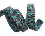 (Tula Pink Ribbons) Slow and Steady, Tiny Mint Tortoise Dots On Black 3/8"