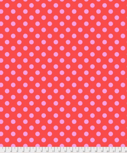 (Tula Pink) True Colors Pom Poms & Stripes, Pom Poms In Poppy