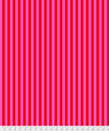(Tula Pink) True Colors Pom Poms & Stripes, Tent Stripe In Peony