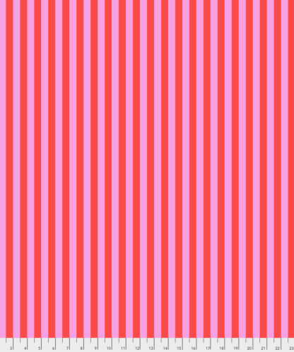 (Tula Pink) True Colors Pom Poms & Stripes, Tent Stripe In Poppy
