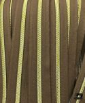 Zipper by the yard #5, Nylon Coil Metallic Light Gold on Mocha Brown
