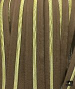 Zipper by the yard #5, Nylon Coil Metallic Light Gold on Mocha Brown