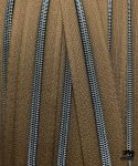Zipper by the yard #5, Nylon Coil Metallic Gunblack on Mocha Brown