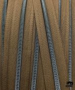 Zipper by the yard #5, Nylon Coil Metallic Gunblack on Mocha Brown