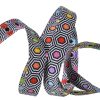(Tula Pink Ribbons) Linework, Tiny Hexy Rainbow on Black White 3/8"