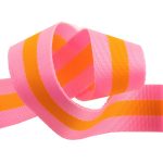 (Tula Pink) Nylon Webbing, Soft Pink with Tangerine Orange 1.5"