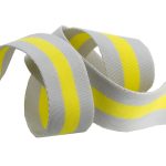 (Tula Pink) Nylon Webbing, Soft Grey with Neon Yellow 1.5"