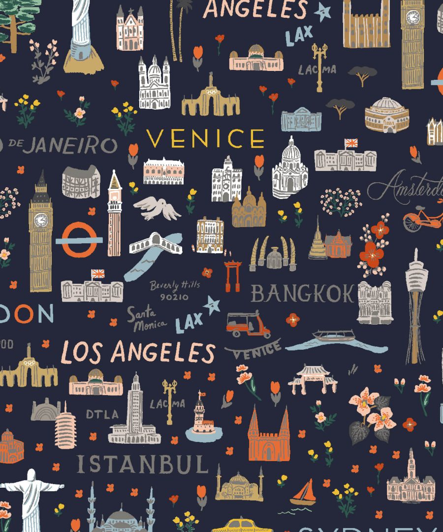 (Rifle Paper Co.) Bon Voyage, World Traveler in Navy