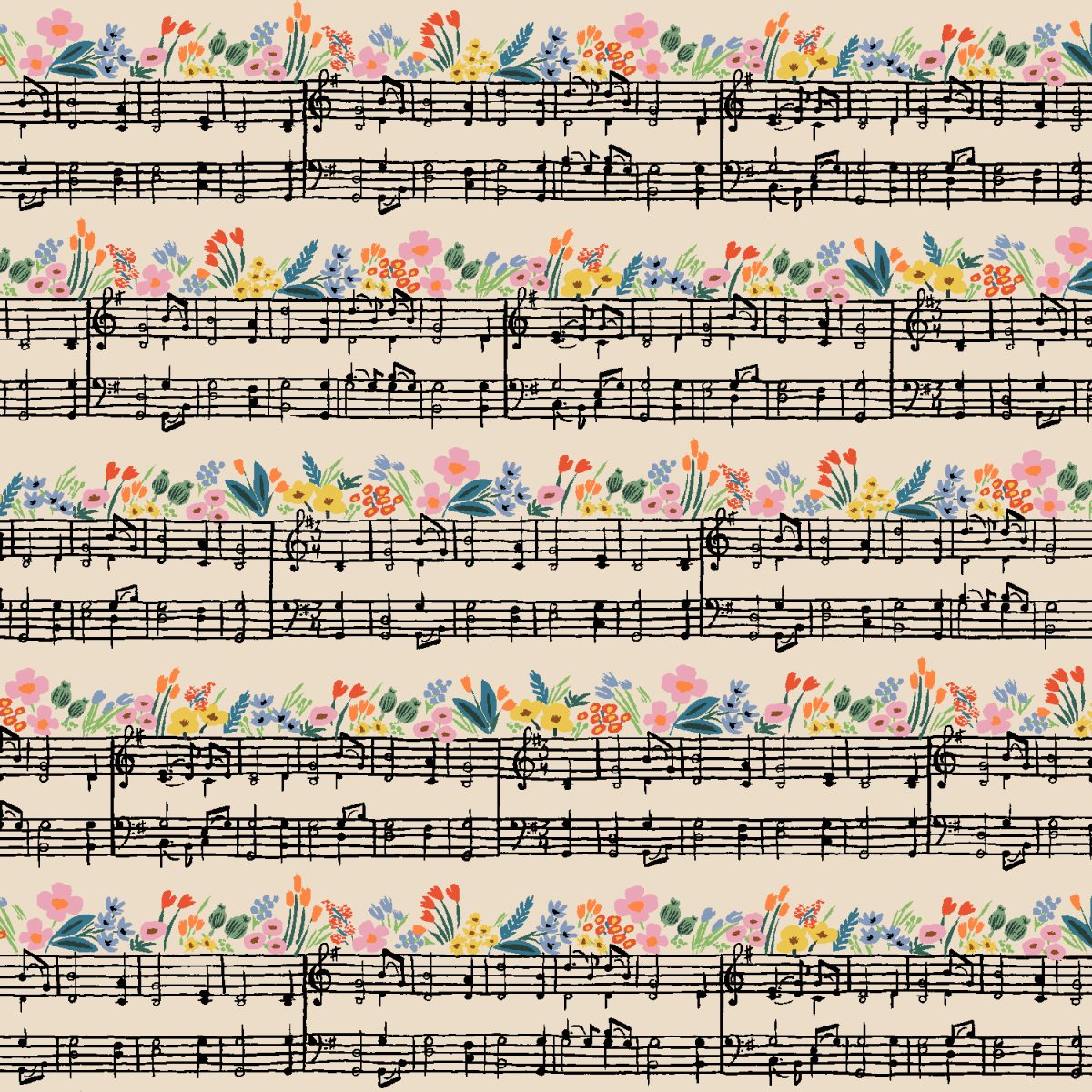 (Rifle Paper Co.) Bramble, Music Notes in Cream