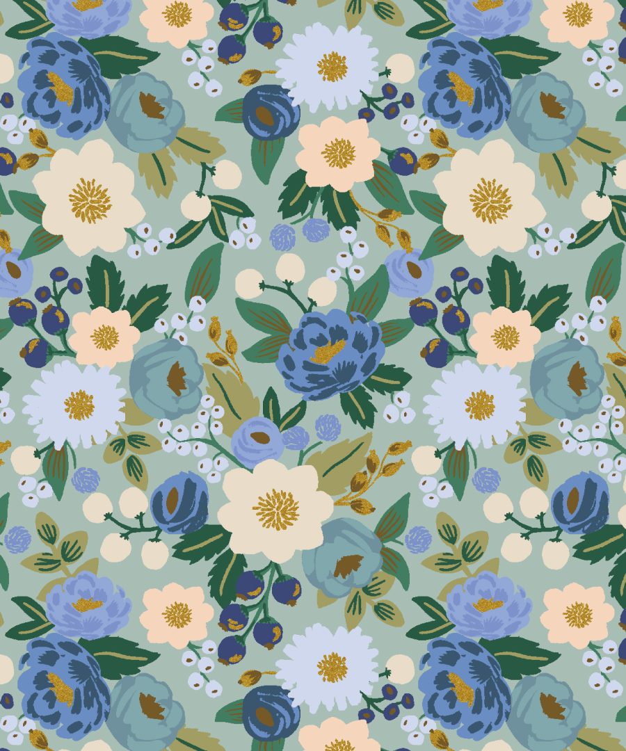 (Rifle Paper Co.) Vintage Garden, Vintage Blossom in Mint Metallic