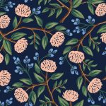 Seasons Fabrics Designers Threads RP102-NA2 Wildwood - Peonies - Navy Fabric