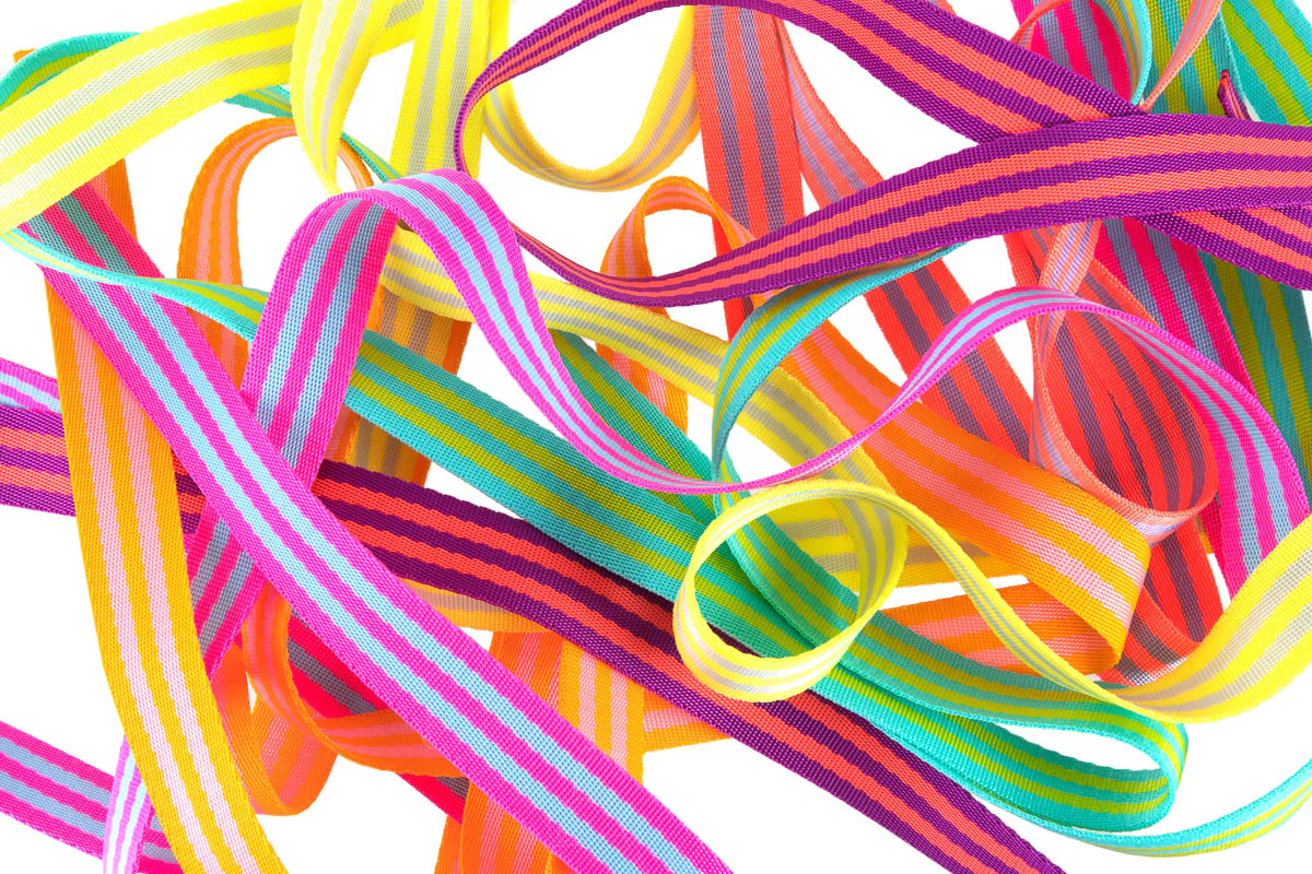 Tula Pink striped nylon webbing