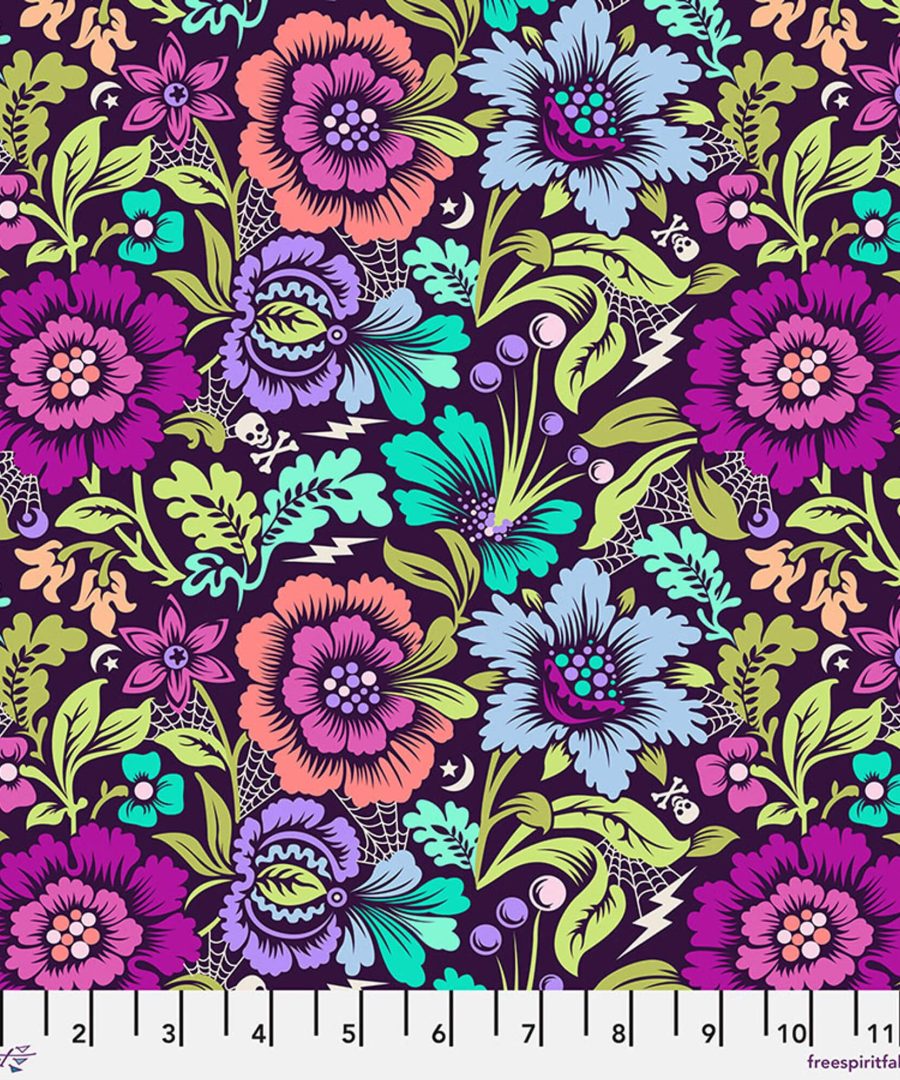 (Tula Pink) Nightshade Deja Vu, Spider Blossom in Equinox