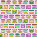 (Tula Pink) Tabby Road Deja Vu, Cat Snacks in Electroberry