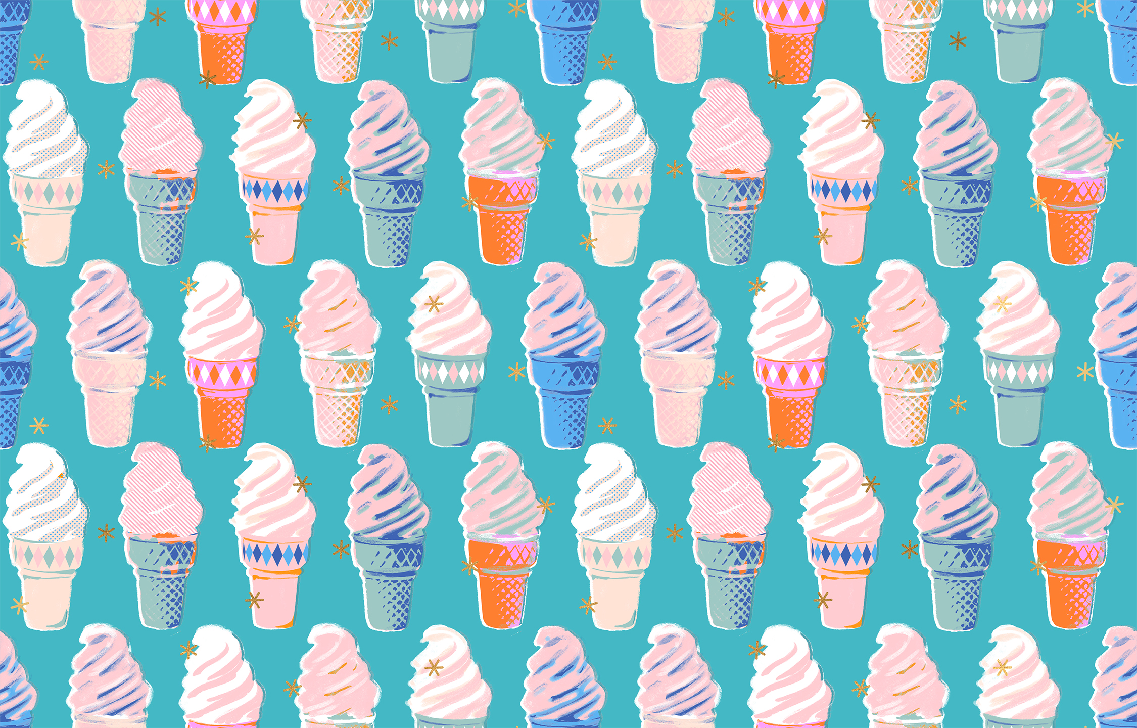 (Melody Miller) Best Day Ever, Ice Cream in Turquoise Metallic